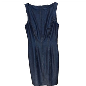 Cache Blue Midi Sheath Dress Scoop Neck